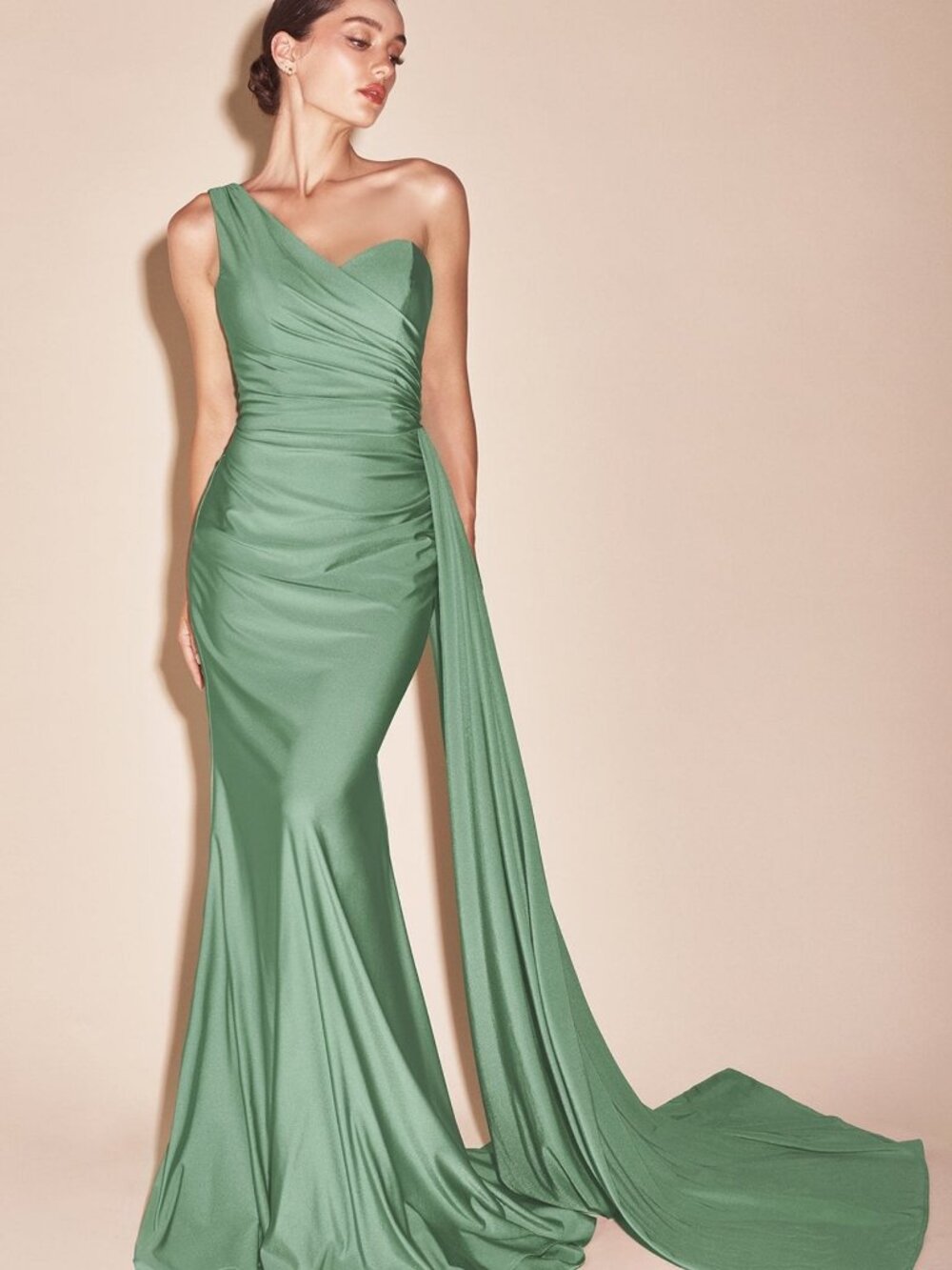 NEW DARK SAGE Evening Gown Floor Length Formal Elegant Stunning PT004